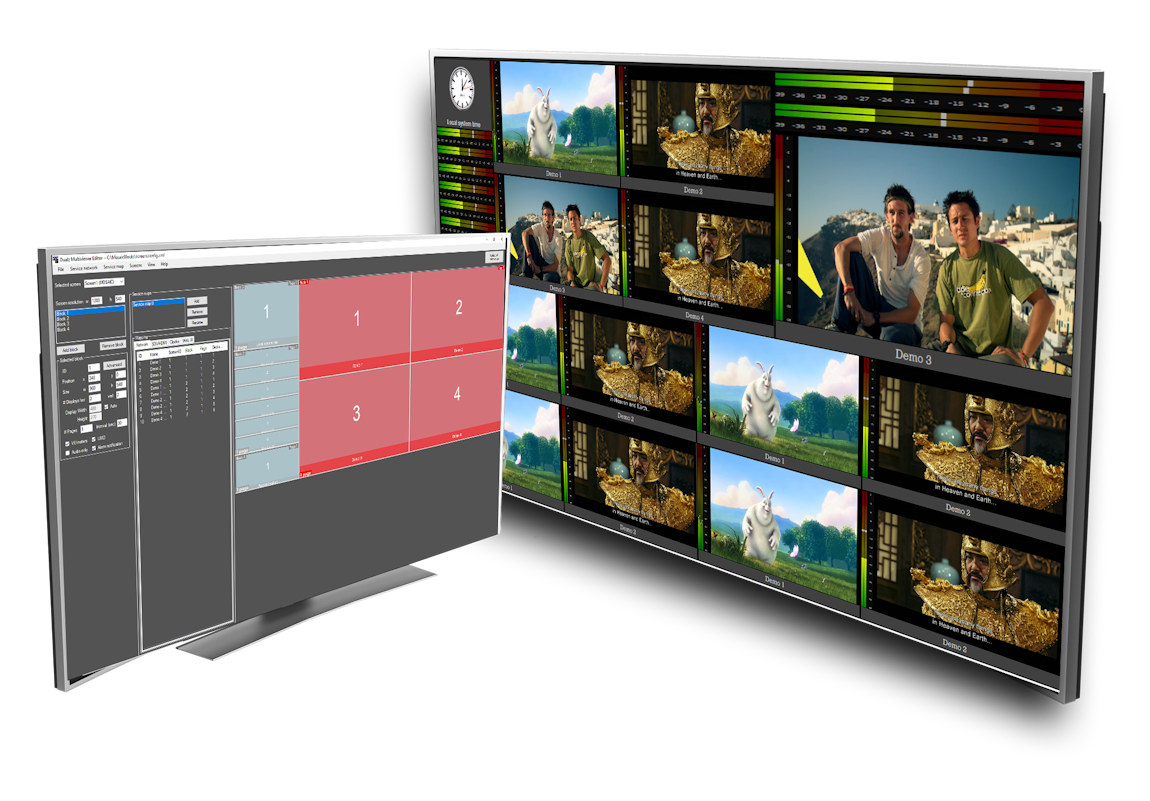 Multiviewer dashboard showing multiple IP streams in a grid layout with colour-coded health status per tile